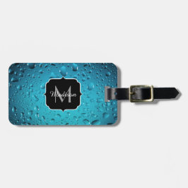 Stijlvolle Cool Blue waterdruppels Bagagelabel