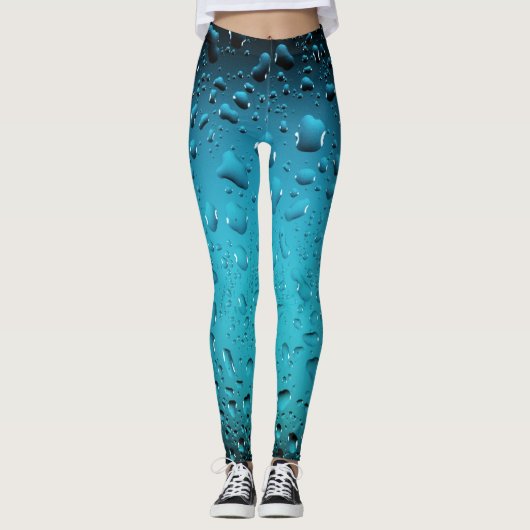 Stijlvolle Cool Blue waterdruppels Leggings (Voorkant)