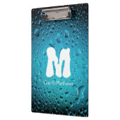 Stijlvolle Cool Blue waterdruppels met Monogram Klembord (Links)