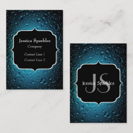 Stijlvolle Cool Blue waterdruppels met Monogram Visitekaartje