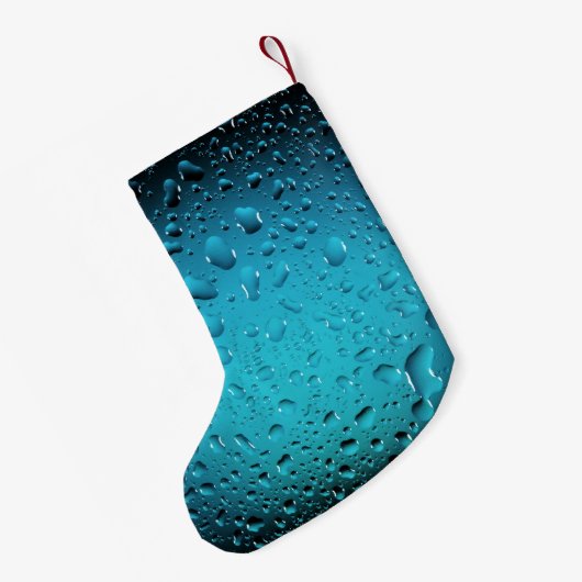 Stijlvolle Cool Blue waterdruppels Monogram Kleine Kerstsok (Achterkant (Hangend))