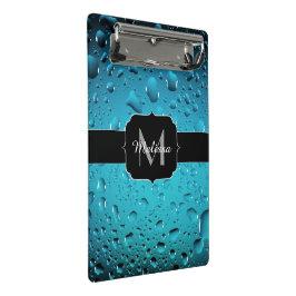 Stijlvolle Cool Blue waterdruppels Monogram Mini Klembord