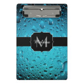 Stijlvolle Cool Blue waterdruppels Monogram Mini Klembord (Voorkant)