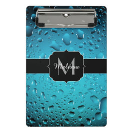Stijlvolle Cool Blue waterdruppels Monogram Mini Klembord
