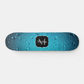 Stijlvolle Cool Blue waterdruppels Monogram Persoonlijk Skateboard (Horizontaal)