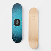 Stijlvolle Cool Blue waterdruppels Monogram Persoonlijk Skateboard (Voorkant)