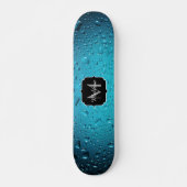Stijlvolle Cool Blue waterdruppels Monogram Persoonlijk Skateboard (Voorkant)