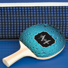 Stijlvolle Cool Blue waterdruppels Monogram Tafeltennisbatje