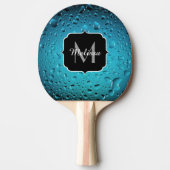 Stijlvolle Cool Blue waterdruppels Monogram Tafeltennisbatje (Voorkant)