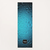 Stijlvolle Cool Blue waterdruppels Monogram Yogamat (Voorkant)