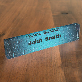 Stijlvolle Cool Blue-waterdruppels personaliseren Naambordje