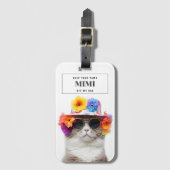 Stijlvolle Cool Cat Floral Brillen Huisdier Pootje Bagagelabel (Voorkant (verticaal))