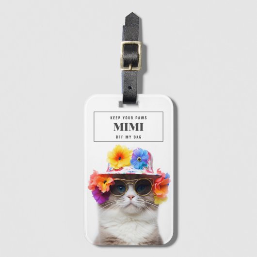 Stijlvolle Cool Cat Floral Brillen Huisdier Pootje Bagagelabel (Voorkant (verticaal))