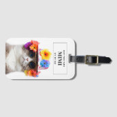 Stijlvolle Cool Cat Floral Brillen Huisdier Pootje Bagagelabel (Voorkant (horizontaal))