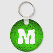 Stijlvolle Cool Green Water druppels Monogram Sleutelhanger (Voorkant)