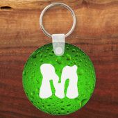 Stijlvolle Cool Green Water druppels Monogram Sleutelhanger (Achterkant)