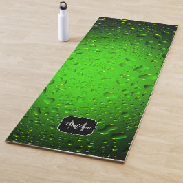 Stijlvolle Cool Green Water druppels Monogram Yogamat
