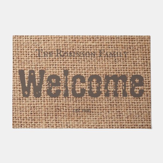 Stijlvolle, coole tekst, robuust design, burlap fa deurmat (Voorkant)