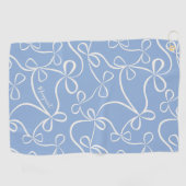 Stijlvolle Coquette Blauw Bow Patroon Aangepaste n Golfhanddoek (Horizontaal)