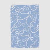 Stijlvolle Coquette Blauw Bow Patroon Aangepaste n Golfhanddoek (Voorkant)