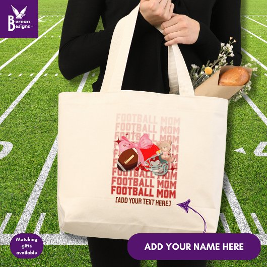 Stijlvolle Coquette FOOTBALL MOM Grote Tote Bag