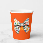 Stijlvolle Coquette Sinaasappel Kleurrijke Bow Wat Papieren Bekers (Achterkant)