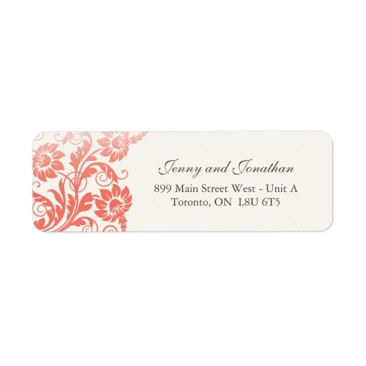 Stijlvolle Coral Floral RSVP Adresetiketten Etiket (Voorkant)