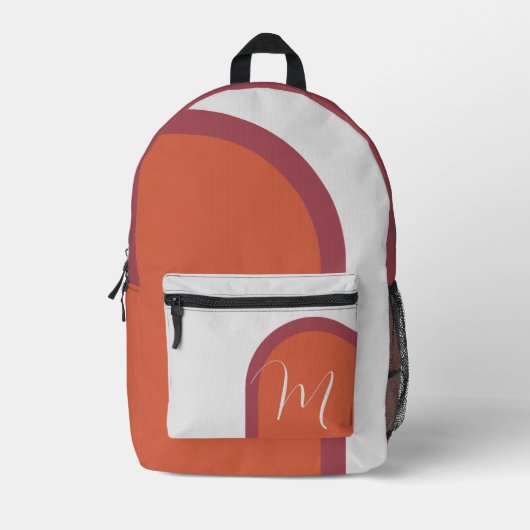 Stijlvolle Coral Magenta Roze Boog met Monogram Bedrukte Rugzak (Voorkant)