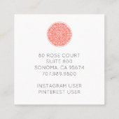 Stijlvolle Coral Mandala Universe Symbool Vierkante Visitekaartje (Achterkant)