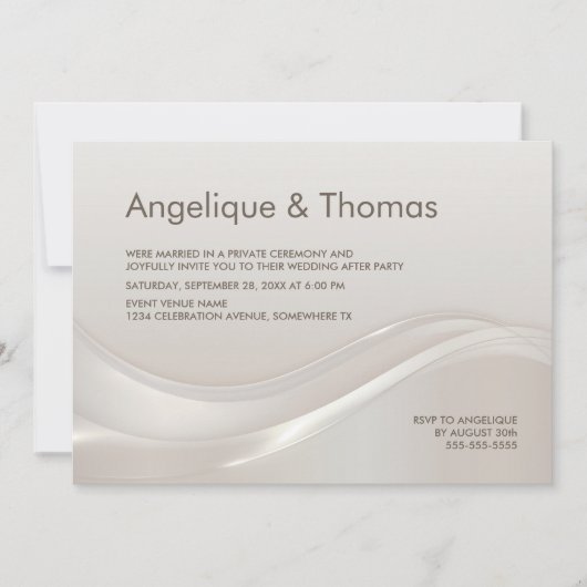 Stijlvolle Cream bruiloft receptie Kaart (Voorkant)