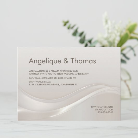 Stijlvolle Cream bruiloft receptie Kaart (Staand voorkant)