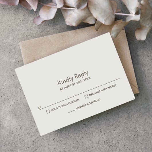 Stijlvolle Cream Wedding RSVP Response Kaart