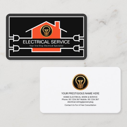 Stijlvolle, creatieve elektrische hoofdstroombekab visitekaartje (Voorkant / Achterkant)