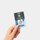 Stijlvolle Creative Global Blue Waves Press Foto Badge (Handheld)