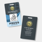 Stijlvolle Creative Global Blue Waves Press Foto Badge (Voor- en achterkant)