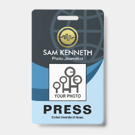 Stijlvolle Creative Global Blue Waves Press Foto Badge