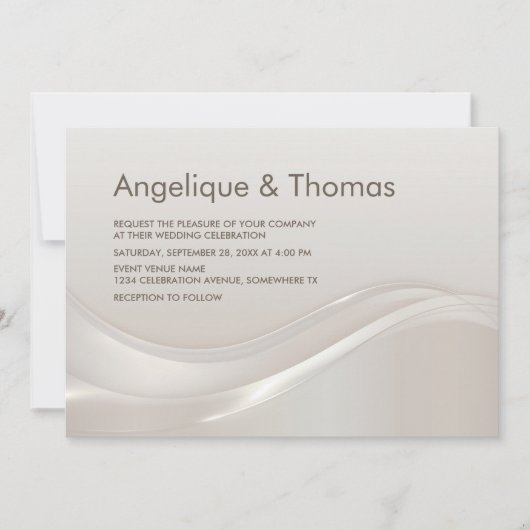 Stijlvolle crème bruiloft kaart (Voorkant)