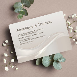 Stijlvolle crème bruiloft kaart