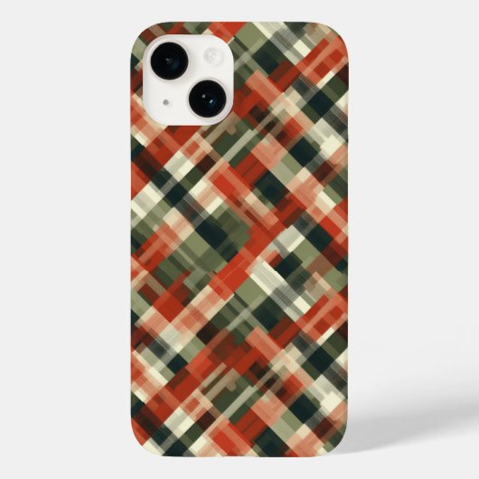 Stijlvolle crème groen rood geruite telefoonhoes Case-Mate iPhone case (Achterkant)