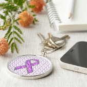 Stijlvolle Crystal Pink Ribbon Awareness Knit Sleutelhanger (Zijkant)