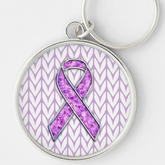 Stijlvolle Crystal Pink Ribbon Awareness Knit Sleutelhanger (Voorkant)