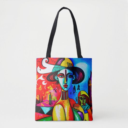 Stijlvolle Cubisme Dames Tote Tas (Voorkant)