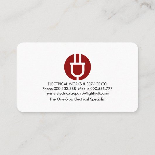 Stijlvolle Curven Elektrische Power Plug Visitekaartje (Achterkant)