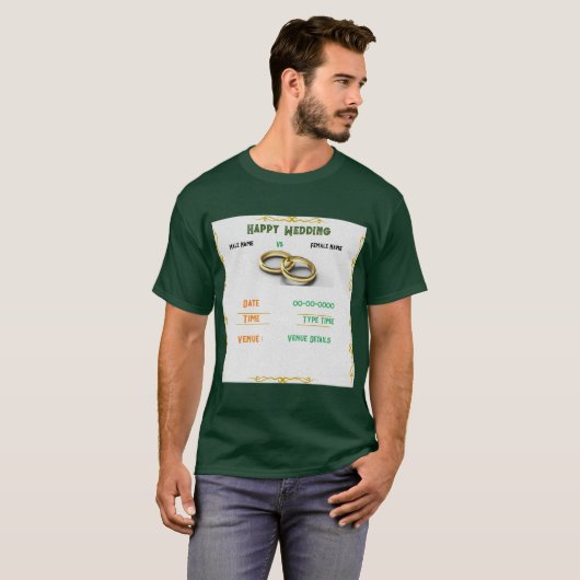 Stijlvolle Custom Deep Forest bruiloft paar's groe T-shirt (Voorkant volledig)