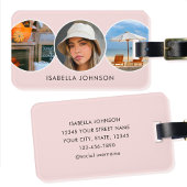 Stijlvolle Custom Foto's Blush Roze Bagagelabel