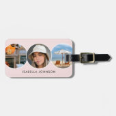 Stijlvolle Custom Foto's Blush Roze Bagagelabel (Voorkant horizontaal)