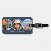 Stijlvolle Custom Foto's Slate Blue Bagagelabel (Voorkant horizontaal)