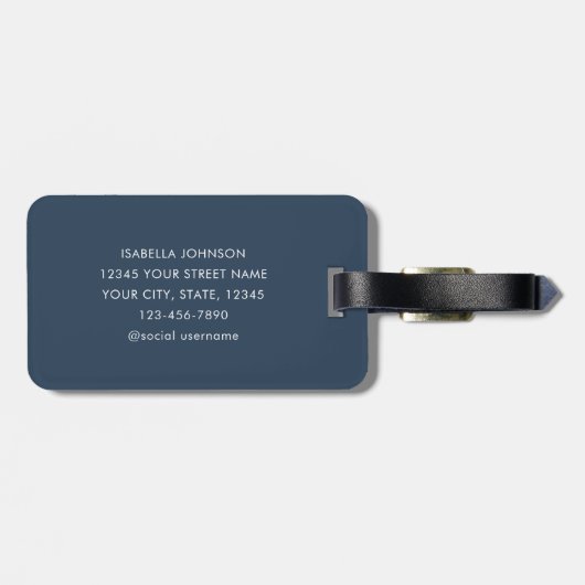 Stijlvolle Custom Foto's Slate Blue Bagagelabel (Achterkant horizontaal)