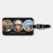 Stijlvolle Custom Foto's Zwart Bagagelabel (Voorkant horizontaal)