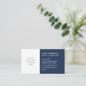 Stijlvolle Custom Logo Minimalist Navy Blue White Visitekaartje (Staand voorkant)
